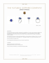 6.36 Ct. Blue Sapphire and Natural Diamond Three Stone Ring, Platinum 950 Appraisal
