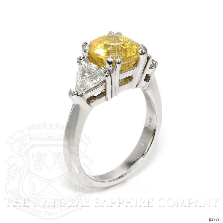 3.70 Ct. Yellow Sapphire and Natural Diamond Three Stone Ring, Platinum 950