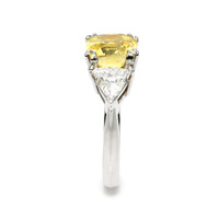 3.70 Ct. Yellow Sapphire and Natural Diamond Three Stone Ring, Platinum 950 Image