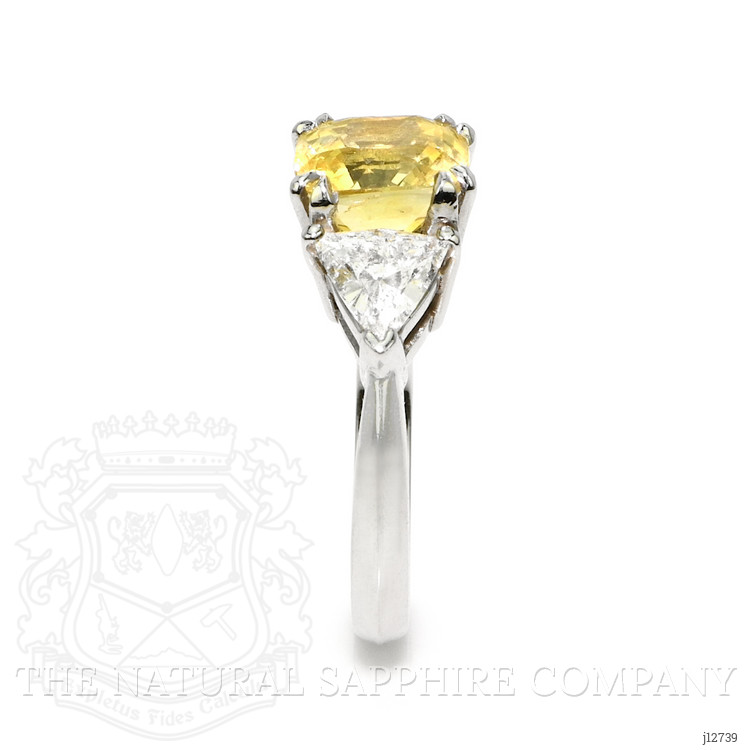 3.70 Ct. Yellow Sapphire and Natural Diamond Three Stone Ring, Platinum 950
