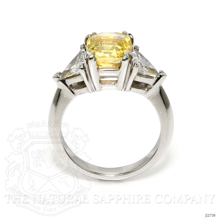 3.70 Ct. Yellow Sapphire and Natural Diamond Three Stone Ring, Platinum 950