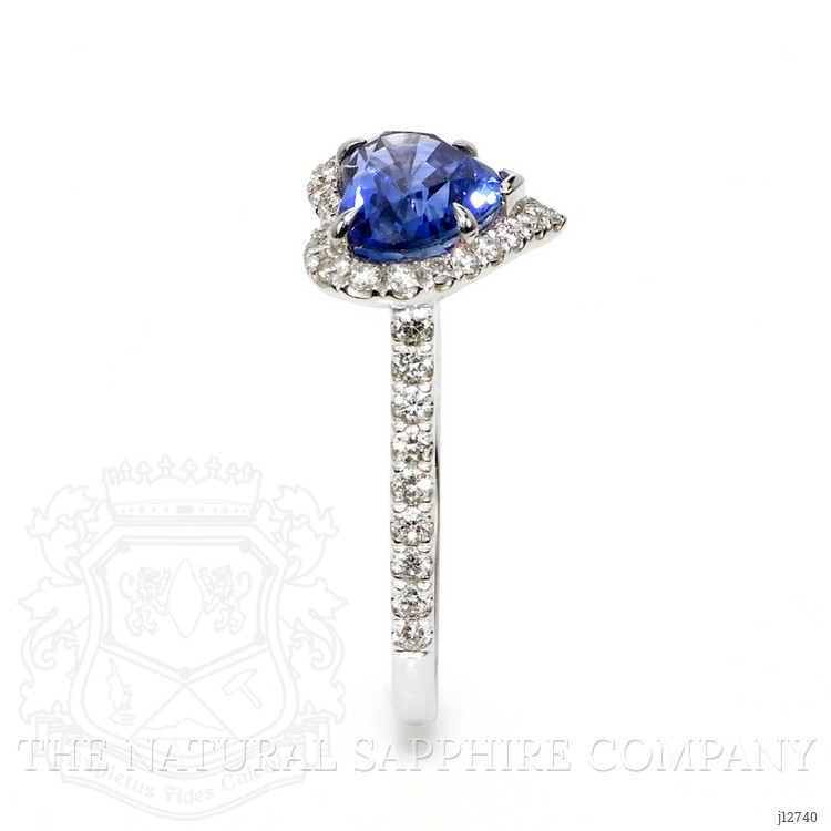 3.43 Ct. Blue Sapphire and Natural Diamond Pave Ring, 18K White Gold