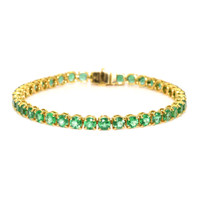 9.86 Ct.Tw.Total Carat Weight Emerald Tennis/Line Bracelet, 18K Yellow Gold Video