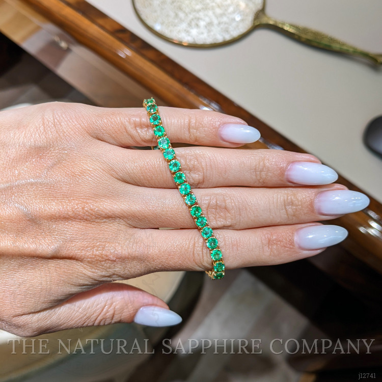9.86 Ct.Tw. Emerald Tennis/Line Bracelet, 18K Yellow Gold