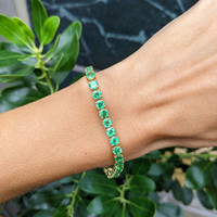 9.86&nbsp;Ct.Tw.Total Carat Weight Emerald Tennis/Line Bracelet, 18K Yellow Gold Life Style