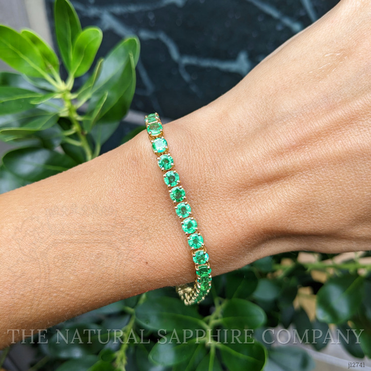 9.86 Ct.Tw. Emerald Tennis/Line Bracelet, 18K Yellow Gold