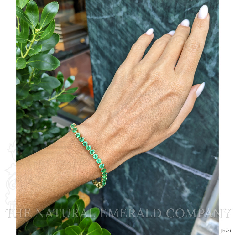 9.86 Ct.Tw. Emerald Tennis/Line Bracelet, 18K Yellow Gold