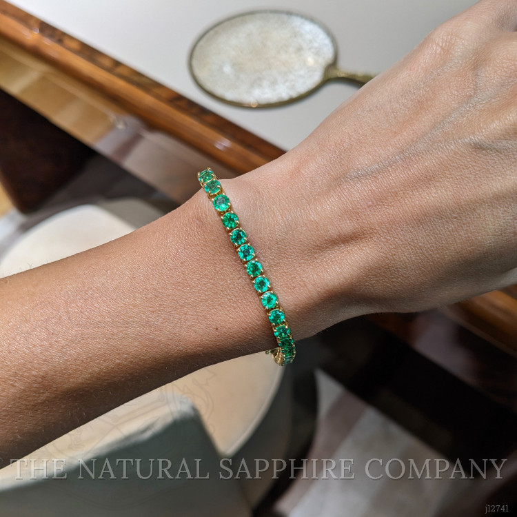 9.86 Ct.Tw. Emerald Tennis/Line Bracelet, 18K Yellow Gold