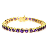 8.60 Ct.Tw.Total Carat Weight Purple Amethyst Tennis/Line Bracelet, 14K Yellow Gold Video