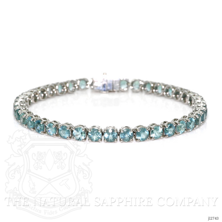 10.41 Ct.Tw. Greenish Blue Paraiba Tourmaline Tennis/Line Bracelet, Platinum 950