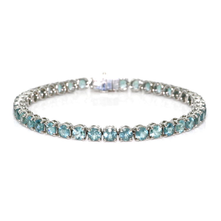 10.41 Ct.Tw. Greenish Blue Paraiba Tourmaline Tennis/Line Bracelet, Platinum 950