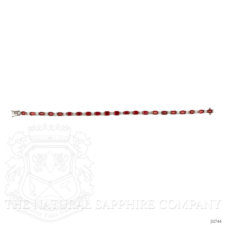 8.01 Ct.Tw. Ruby and Natural Diamond Tennis/Line Bracelet, 18K White Gold