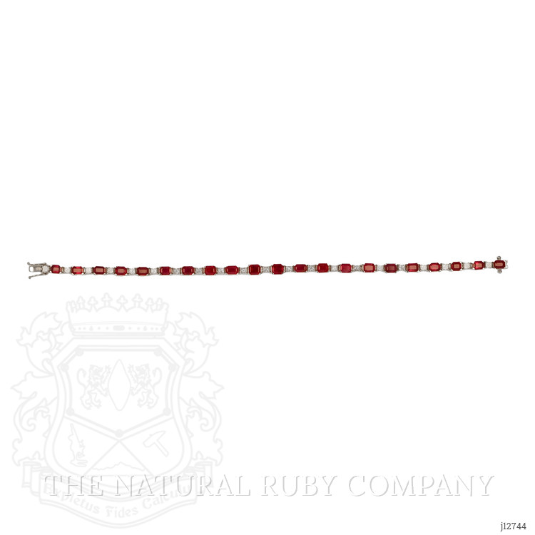 8.01 Ct.Tw. Ruby and Natural Diamond Tennis/Line Bracelet, 18K White Gold