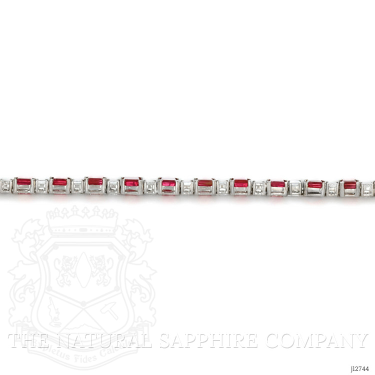 8.01 Ct.Tw. Ruby and Natural Diamond Tennis/Line Bracelet, 18K White Gold