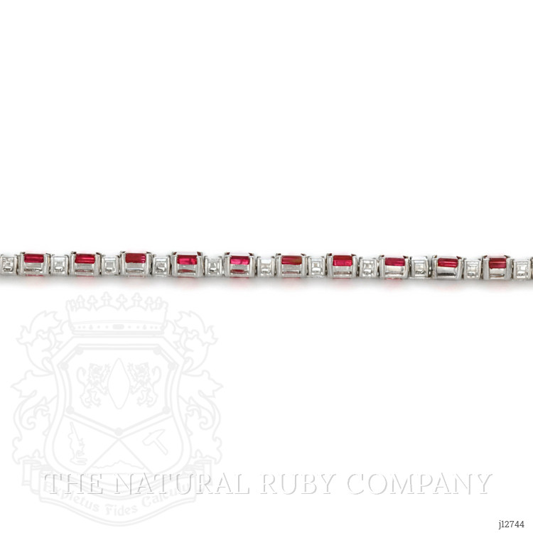 8.01 Ct.Tw. Ruby and Natural Diamond Tennis/Line Bracelet, 18K White Gold