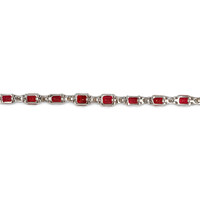 8.01 Ct.Tw.Total Carat Weight Ruby and Natural Diamond Tennis/Line Bracelet, 18K White Gold Image