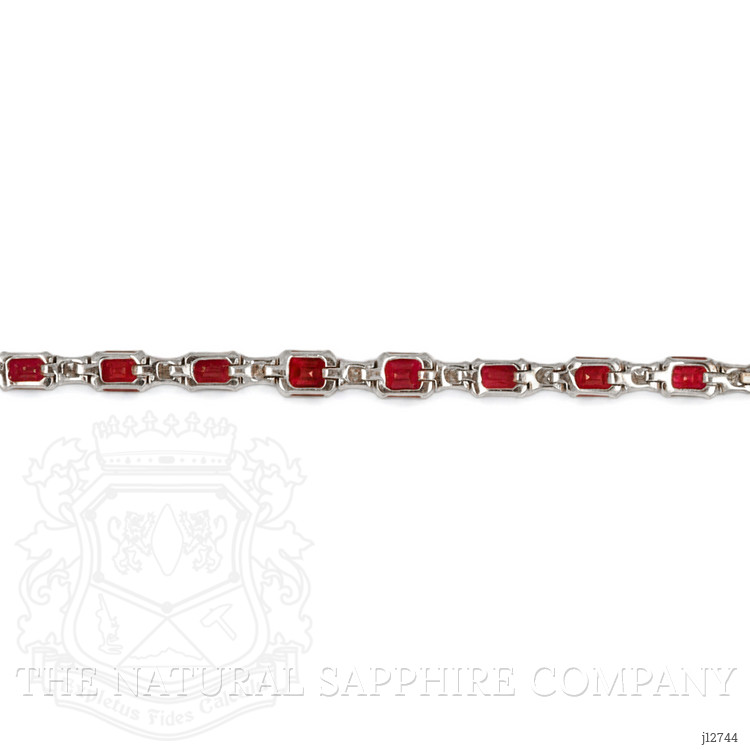 8.01 Ct.Tw. Ruby and Natural Diamond Tennis/Line Bracelet, 18K White Gold