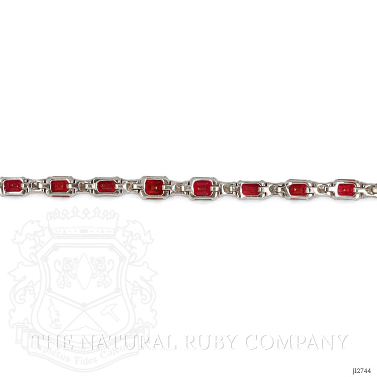 8.01 Ct.Tw. Ruby and Natural Diamond Tennis/Line Bracelet, 18K White Gold