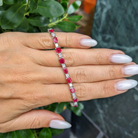 8.01 Ct.Tw.Total Carat Weight Ruby and Natural Diamond Tennis/Line Bracelet, 18K White Gold Life Style