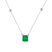 2.02 Ct. Emerald and Natural Diamond Solitaire Necklace, 14K White Gold Video