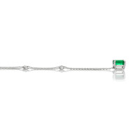 2.02 Ct. Emerald and Natural Diamond Solitaire Necklace, 14K White Gold Image