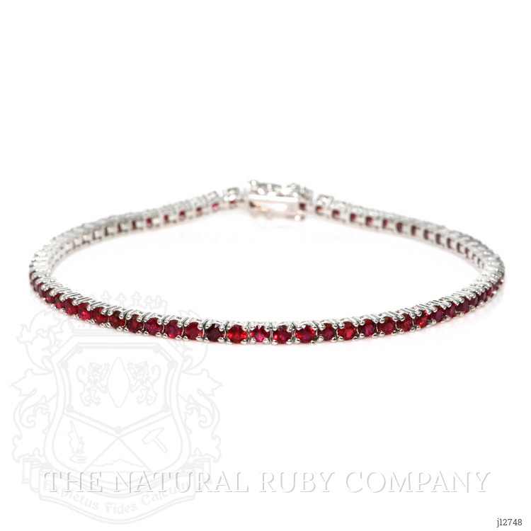 4.01 Ct.Tw. Ruby Tennis/Line Bracelet, 14K White Gold