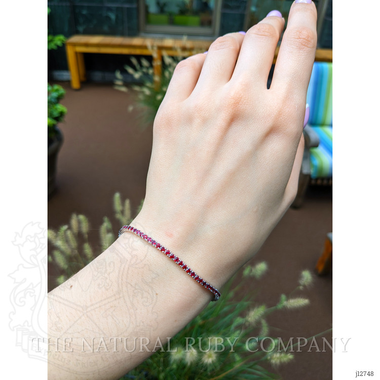 4.01 Ct.Tw. Ruby Tennis/Line Bracelet, 14K White Gold