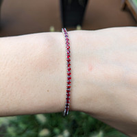 4.01&nbsp;Ct.Tw.Total Carat Weight Ruby Tennis/Line Bracelet, 14K White Gold Life Style