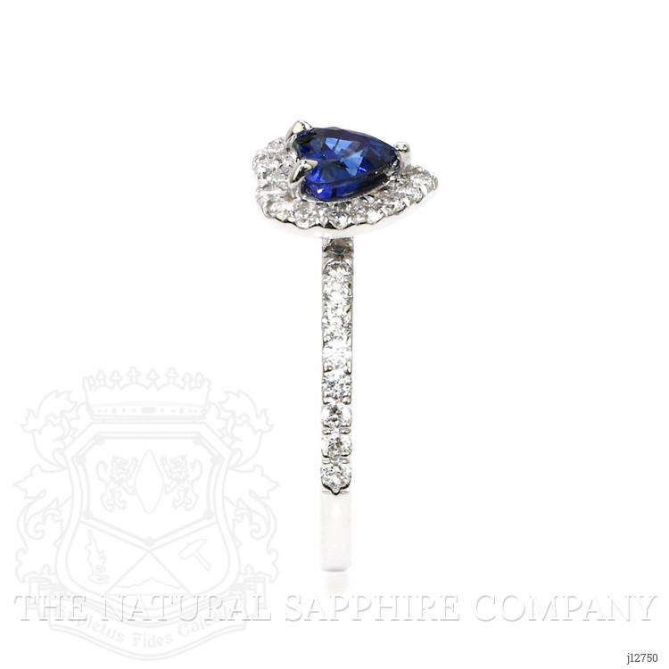 0.93 Ct. Blue Sapphire and Natural Diamond Pave Ring, 14K White Gold