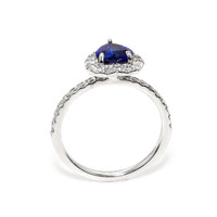 0.93 Ct. Blue Sapphire and Natural Diamond Pave Ring, 14K White Gold Image