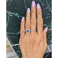 0.93 Ct. Blue Sapphire and Natural Diamond Pave Ring, 14K White Gold Life Style