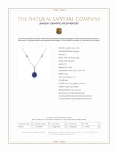 3.83 Ct. Blue Sapphire and Natural Diamond Pave Pendant, 18K White Gold Scan Report