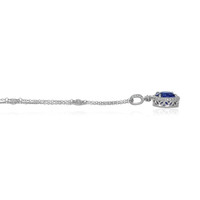 3.83 Ct. Blue Sapphire and Natural Diamond Pave Pendant, 18K White Gold Image