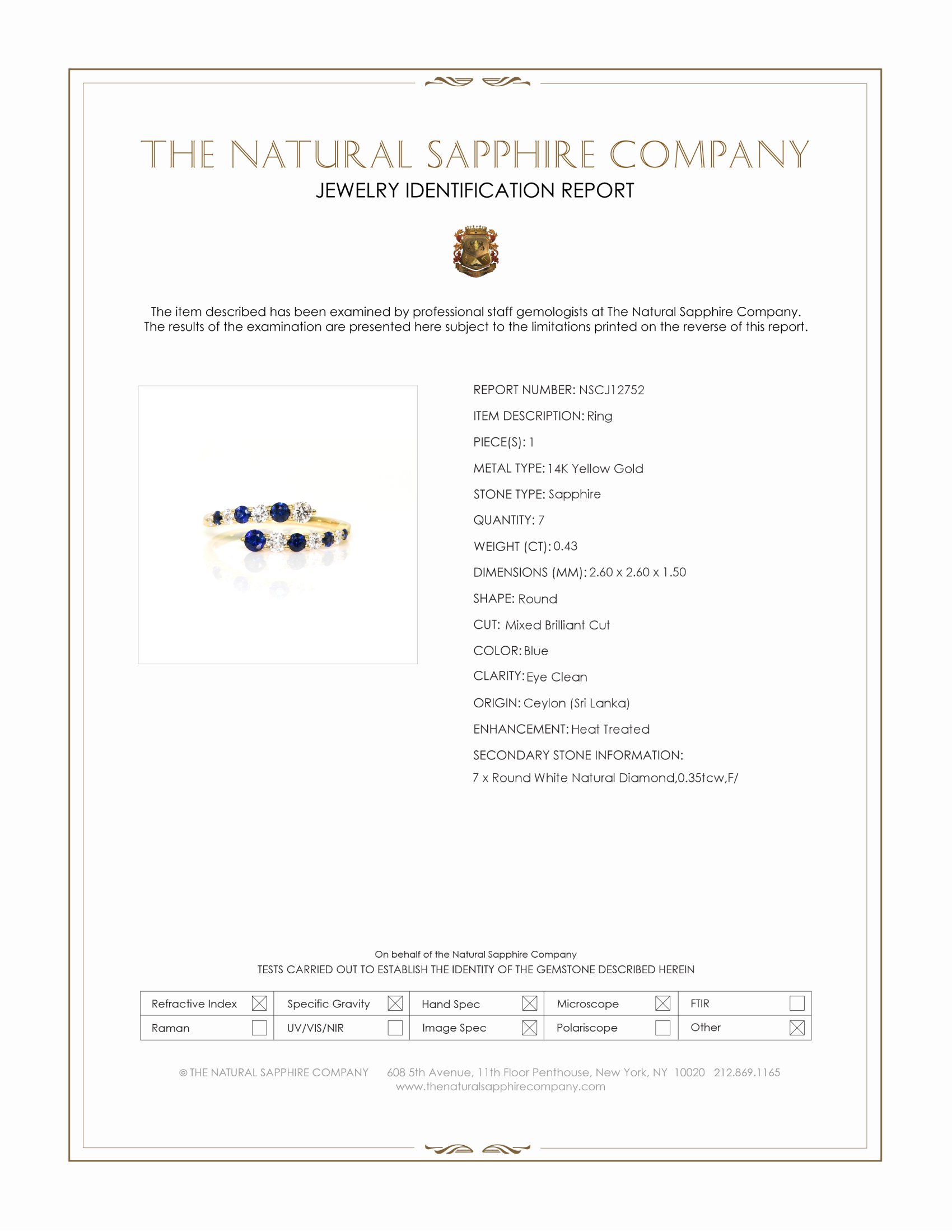 0.43 Ct. Blue Sapphire and Natural Diamond Multi Stone Ring, 14K Yellow Gold