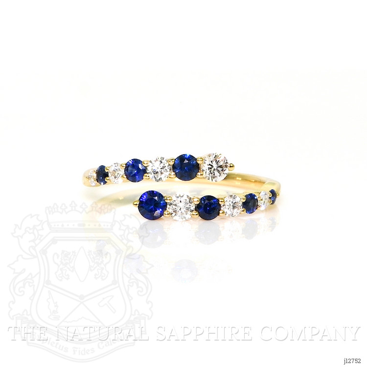0.43 Ct. Blue Sapphire and Natural Diamond Multi Stone Ring, 14K Yellow Gold