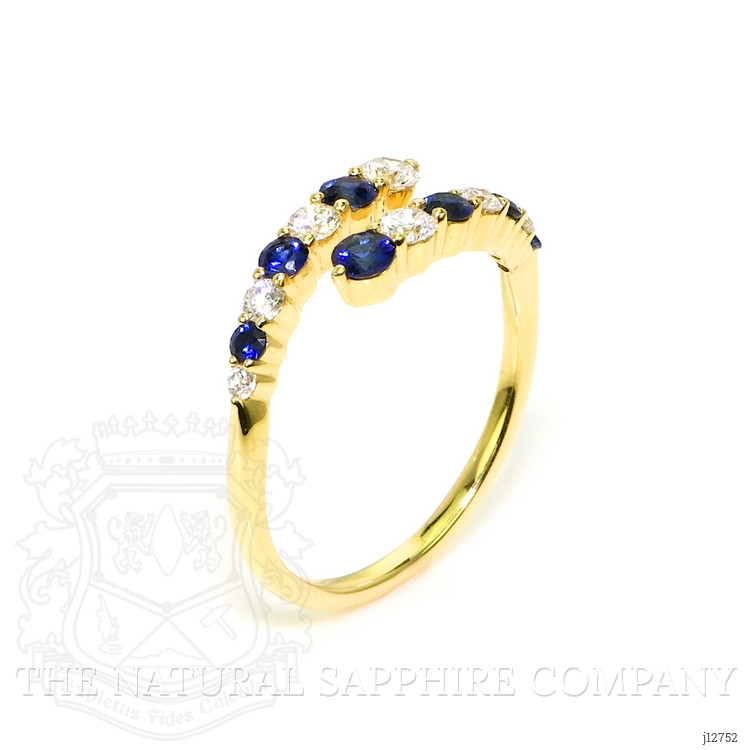 0.43 Ct. Blue Sapphire and Natural Diamond Multi Stone Ring, 14K Yellow Gold
