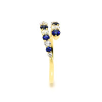 0.43 Ct. Blue Sapphire and Natural Diamond Multi Stone Ring, 14K Yellow Gold Image