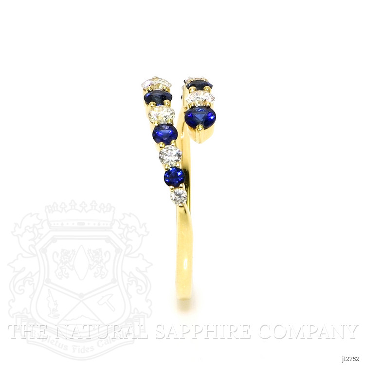 0.43 Ct. Blue Sapphire and Natural Diamond Multi Stone Ring, 14K Yellow Gold