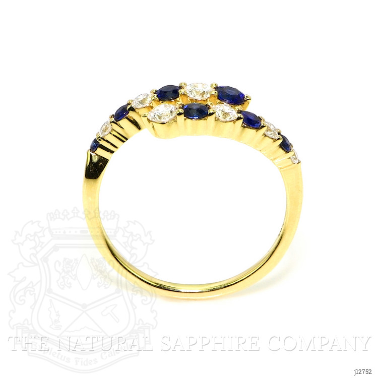 0.43 Ct. Blue Sapphire and Natural Diamond Multi Stone Ring, 14K Yellow Gold