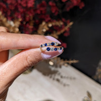 0.43 Ct. Blue Sapphire and Natural Diamond Multi Stone Ring, 14K Yellow Gold Life Style