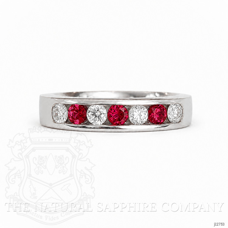 0.15 Ct. Ruby and Natural Diamond Multi Stone Ring, Platinum 950