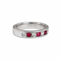 0.15 Ct. Ruby and Natural Diamond Multi Stone Ring, Platinum 950 Image