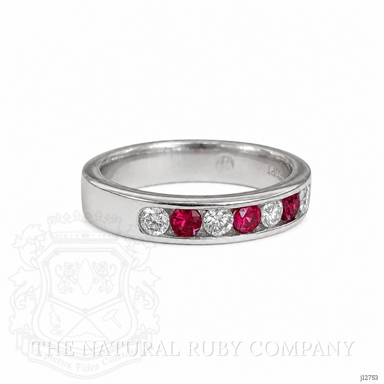 0.15 Ct. Ruby and Natural Diamond Multi Stone Ring, Platinum 950