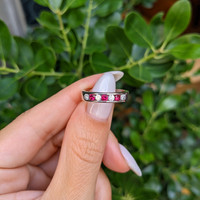 0.15 Ct. Ruby and Natural Diamond Multi Stone Ring, Platinum 950 Life Style