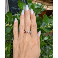 0.15 Ct. Ruby and Natural Diamond Multi Stone Ring, Platinum 950 Life Style