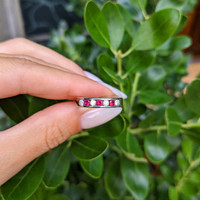 0.15 Ct. Ruby and Natural Diamond Multi Stone Ring, Platinum 950 Life Style