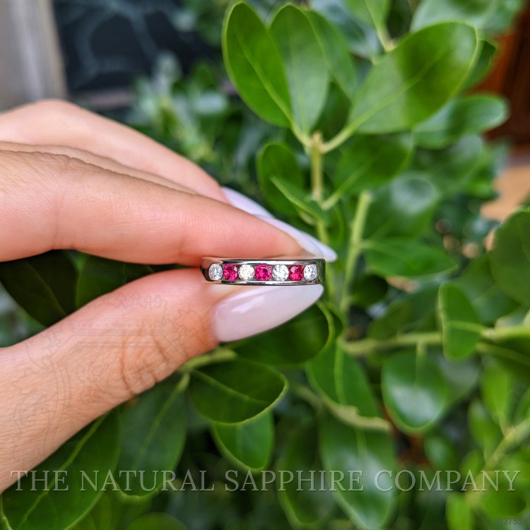 0.15 Ct. Ruby and Natural Diamond Multi Stone Ring, Platinum 950