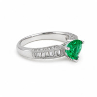 0.96 Ct. Emerald and Natural Diamond Pave Ring, Platinum 950 Image