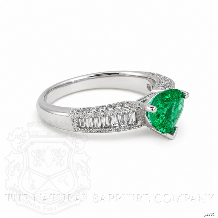 0.96 Ct. Emerald and Natural Diamond Pave Ring, Platinum 950
