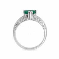 0.96 Ct. Emerald and Natural Diamond Pave Ring, Platinum 950 Image
